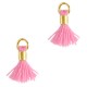 Ibiza style mini Tassel 0.7cm Gold-springtime pink